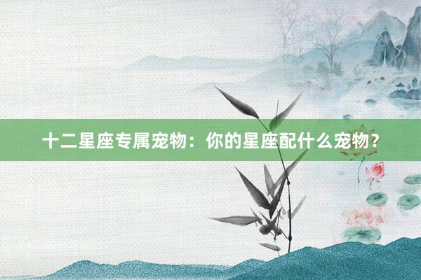 十二星座专属宠物：你的星座配什么宠物？