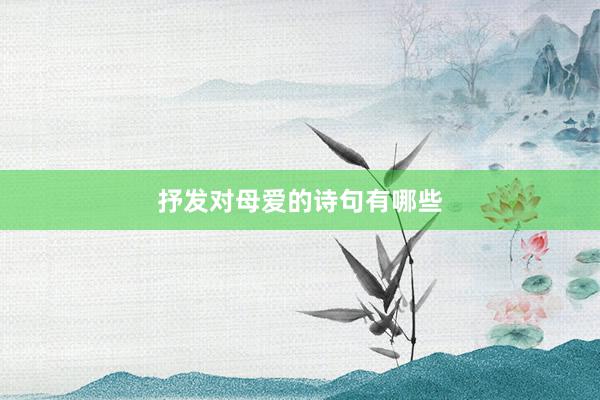 抒发对母爱的诗句有哪些